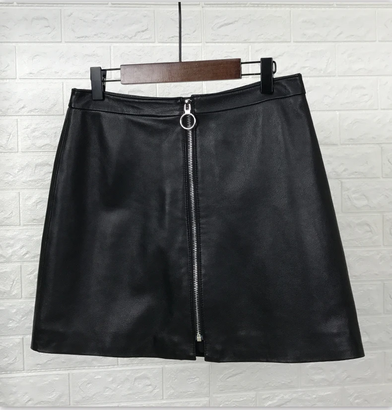 Tcyeek настоящая овчина размера плюс женская юбка из натуральной кожи весна осень черная мини юбка Корейская Faldas Mujer Moda 2019 LWL1599