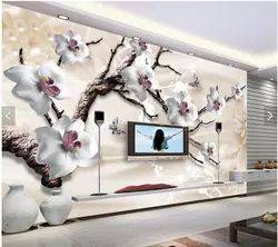 Пользовательские обои 3d, ювелирные изделия ветви цветы фрески для гостиной спальня ТВ фон Home Decor обои