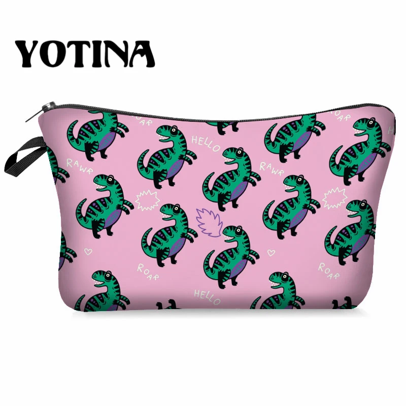 Yotina сумка для макияжа женская косметичка с разноцветным рисунком динозавра 3D печать несессер сумка для путешествий Органайзер для макияжа