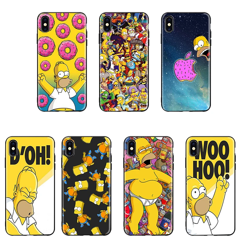 The Simpsons funny cute Cartoons Black TPU Soft Phone Case Cover For
