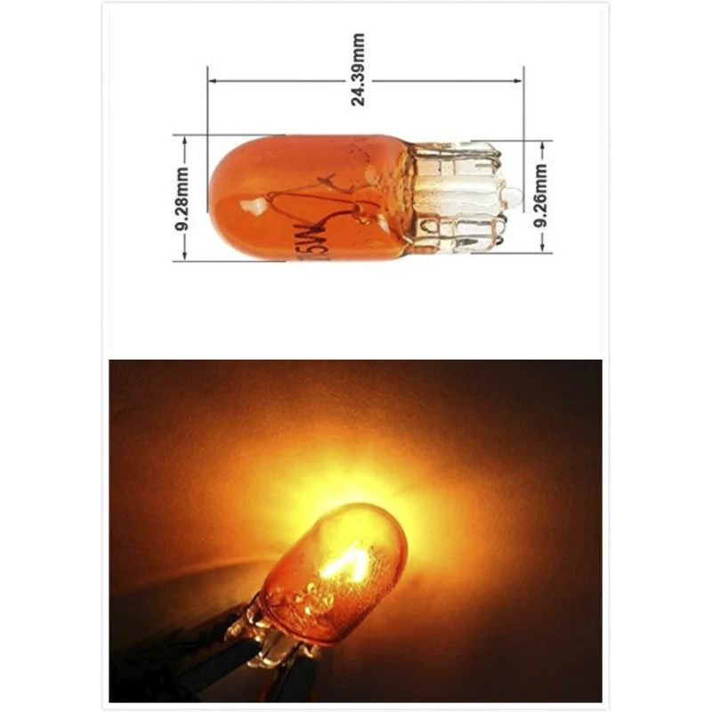 100PCS Car T10 Halogen w5w 194 158 Wedges 12v 5w Xexon Lamp Warm White Amber Instrument Light Reading Light Clearance Lamp (4)