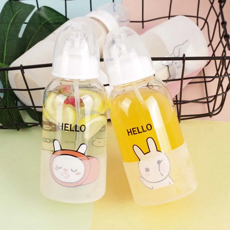 Baby Bottle Feeding 300ml Small Glass Bottle Silicone Nipples Non Handles Infant Toddlers Milk Nursing