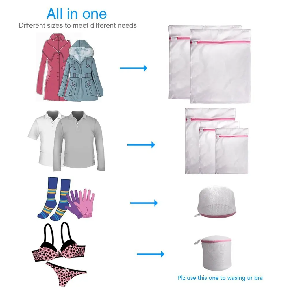 5 шт. тонкой сетки стиральная сумки розовый в полоску бытовой корзина-сумка для грязного белья для защитная одежда мода сумка хранения
