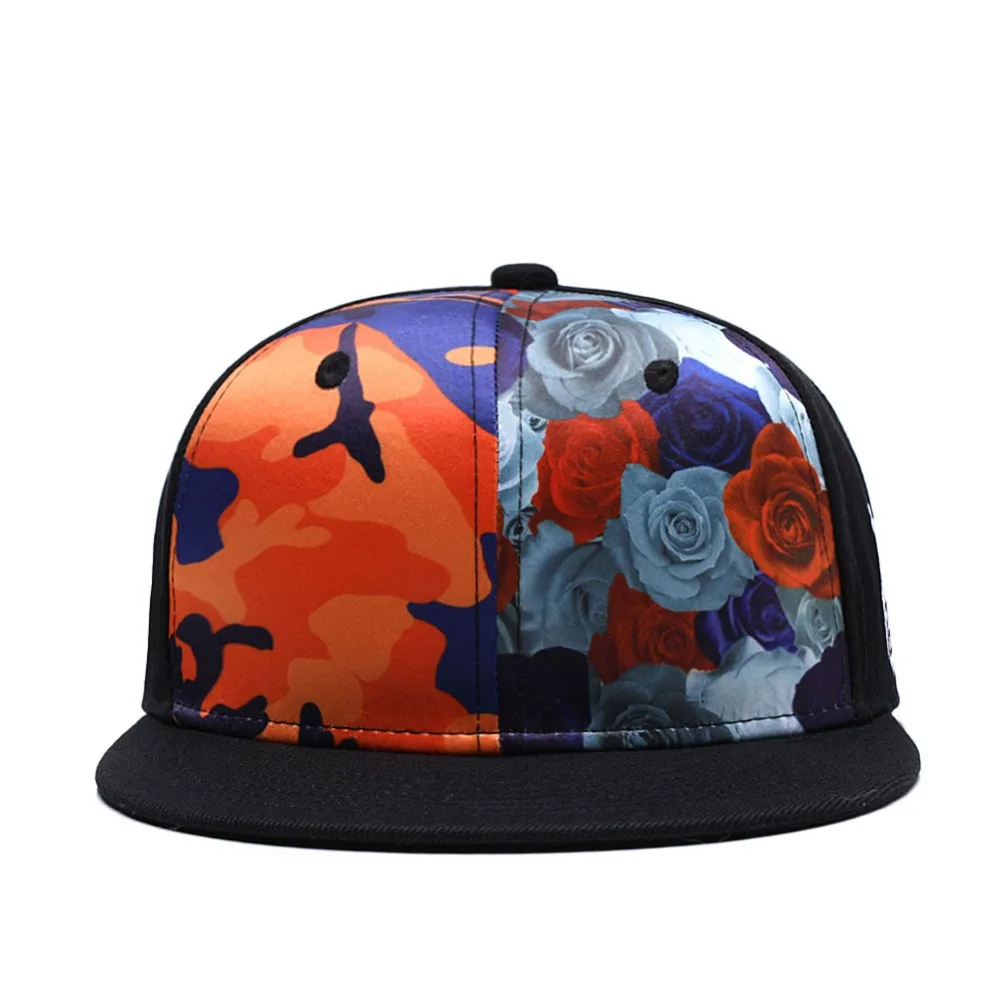 Snapback Кепка с тигром, кепка для мужчин и женщин, регулируемая плоская кепка с цветочным принтом в виде Розы, спортивная летняя Молодежная бейсболка в стиле хип-хоп, Черная