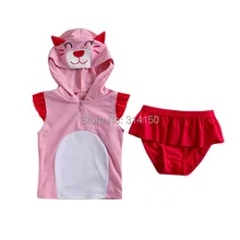 VIVOBINIYA/ ; детский купальный костюм для маленьких девочек с милым котиком; детский купальный костюм; Детский комплект из 2 предметов; летняя одежда
