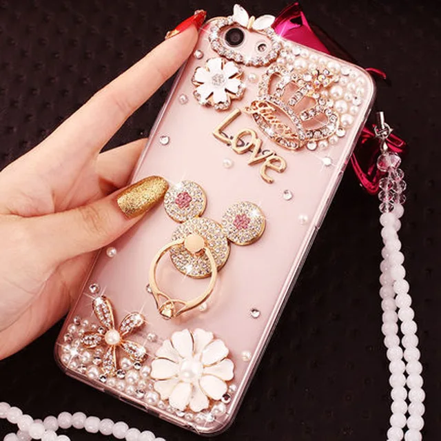 Luxury Girl Woman Crystal Diamond Cases+Bling Glitter