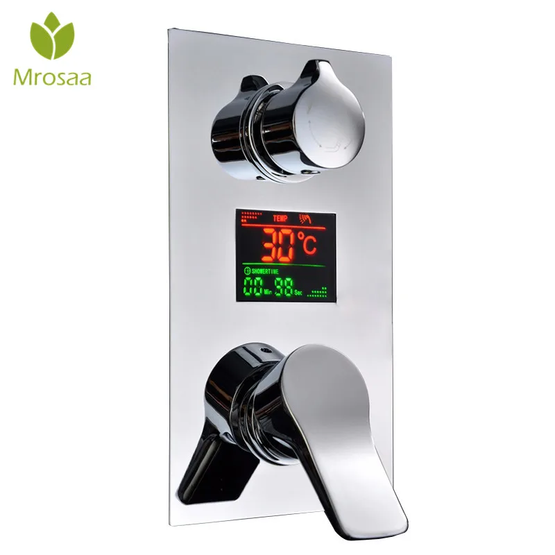 

1 Pcs KCASA Temperture Digital Display Chrome Shower Faucet Water Powered No Need Battery Wall Mounted Bathroom Diverter