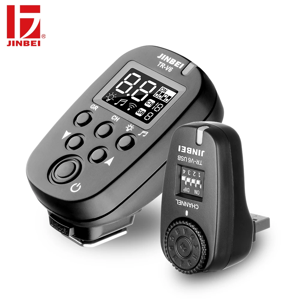 

JINBEI TR-V6 Trigger 2.4G Wireless Radio Studio Flash Transmitter+Receiver Set Photography Lighting Remote Controller
