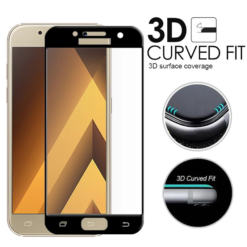 3D закаленное стекло для Samsung Galaxy A7 2017 полное покрытие 9H Взрывозащищенная защитная