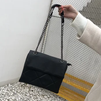 

New Simple Designer Soft Pu Bags Handbags for Women 2019 Black Brown Crossbody Bag for Women Quilted Messenger Bags Ladies Purse