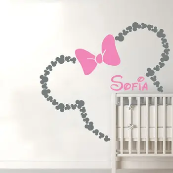

Personalized Name Mickey Vinyl Decal Wall Sticker Art Mural For Girl Room Decor 22inX26in