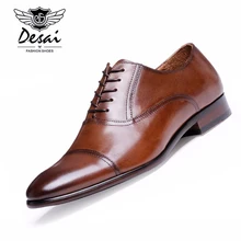 DESAI/брендовые деловые мужские модельные туфли из кожи с натуральным лицевым покрытием; мужские туфли-оксфорды из лакированной кожи в стиле ретро; европейские размеры 38-47