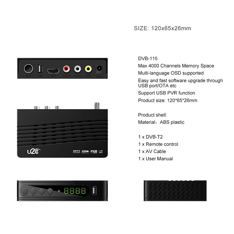 U2C DVB-T Смарт ТВ Box HDMI DVB-T2 T2 STB H.264 HD tv цифровая эфирный приемник DVB T/T2 компьютерной приставки к Коробки ТВ Россия