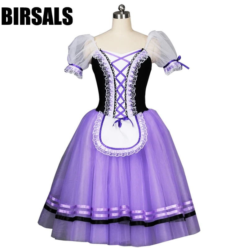 Adult Black Romantic Ballet Tutu Long Dress Women/Girl Ballerina Stage Performance/Competition Professional Dance CostumeBT8904C