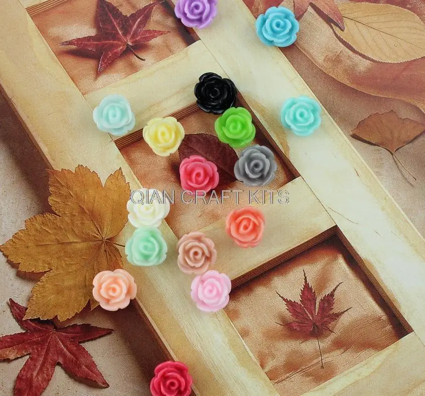 400pcs- Teeny Tiny Mixed Color Rose Cabochons, Rose Shaped Flatback Cabochons 10mm pastel color