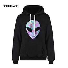 black Vograce Горячая Мода Для мужчин/Для женщин 3D Толстовка печати чужой письмо красочные с капюшоном Толстовка Тонкий нейтральной платье рубашка с капюшоном - Цвет: black