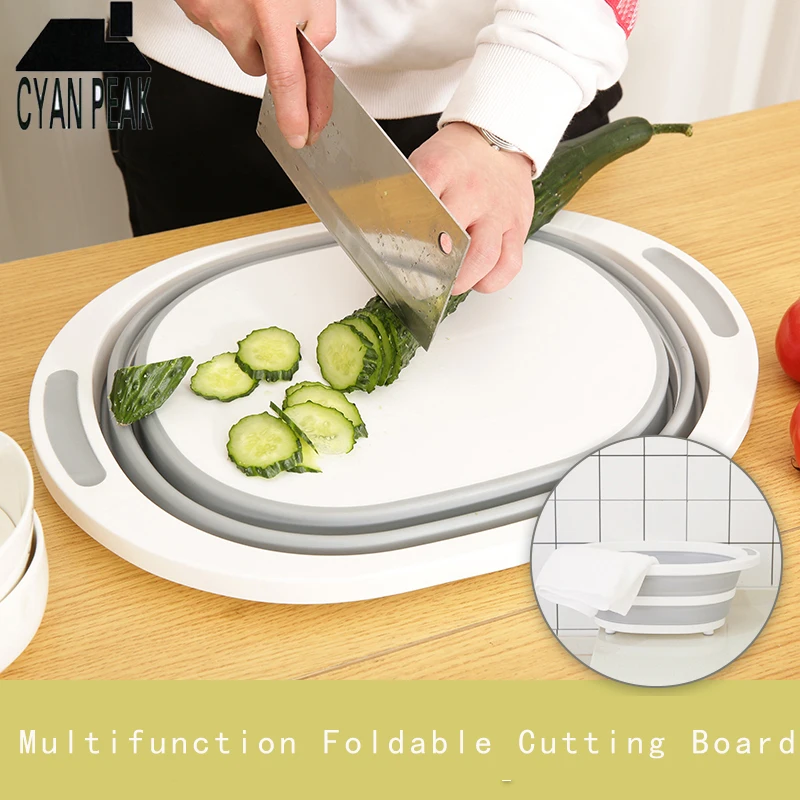 

Multifunction Kitchen Cutting Board Sinks Drain Basket Chopping Board Kitchen Gadgets Accessories Folding Cutting Board