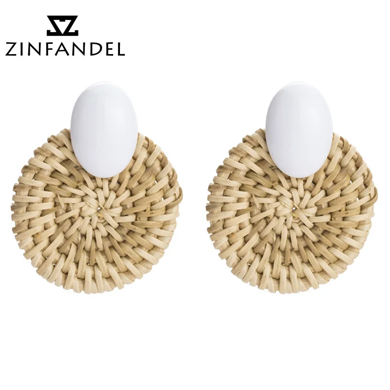 

ZINFANDEL Fashion Korean Style Handmade Alloy Rattan Knit Big Earrings For Women Bohemia Vintage Earing Lady Gift Statement 2018