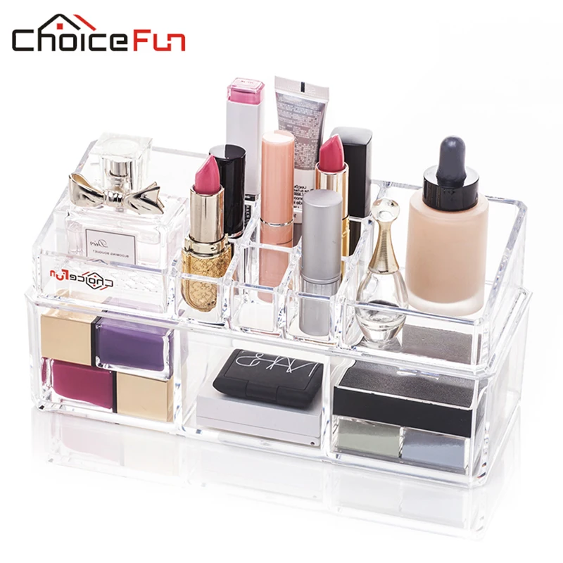 CHOICEFUN Clear Acrylic Vanity Desk Make Up Makeup Organizer Box