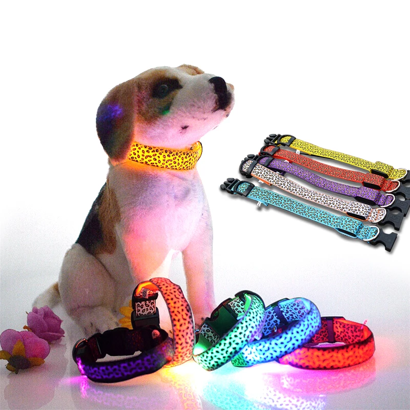 Adjustable Pet Cat Dog Glow LED Leopard Collar Lig...