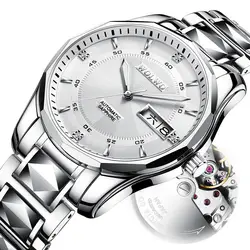 Warren Watt часы мужские фосфоресцирующие вольфрамовые Стальные наручные часы полностью автоматические механические поверхности модные