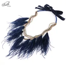 Badu Ribbon Long Necklace Lace Up Vintage Ostrich Feather Layered Chain Necklaces Party Jewelry Christmas Collation Badu Ribbon Long Necklace Lace Up Vintage Ostrich Feather Layered Chain Necklaces Party Jewelry Christmas Collation