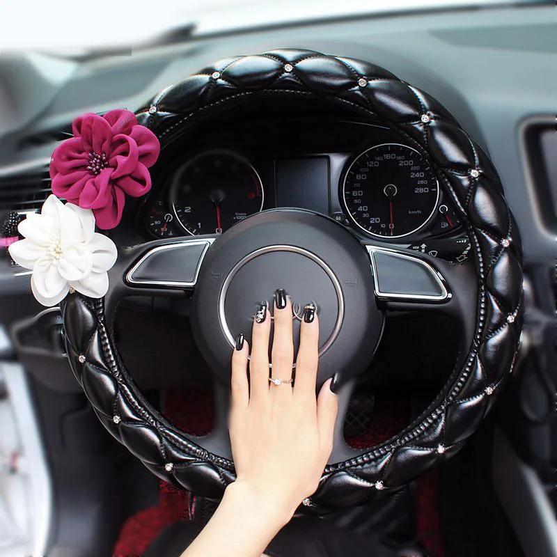 Newest-Leather-Flower-Steering-Wheel-Covers-Crystal-Studded-Rhinestone-Car-Steering-Wheel-Cover-Cases-For-Girls