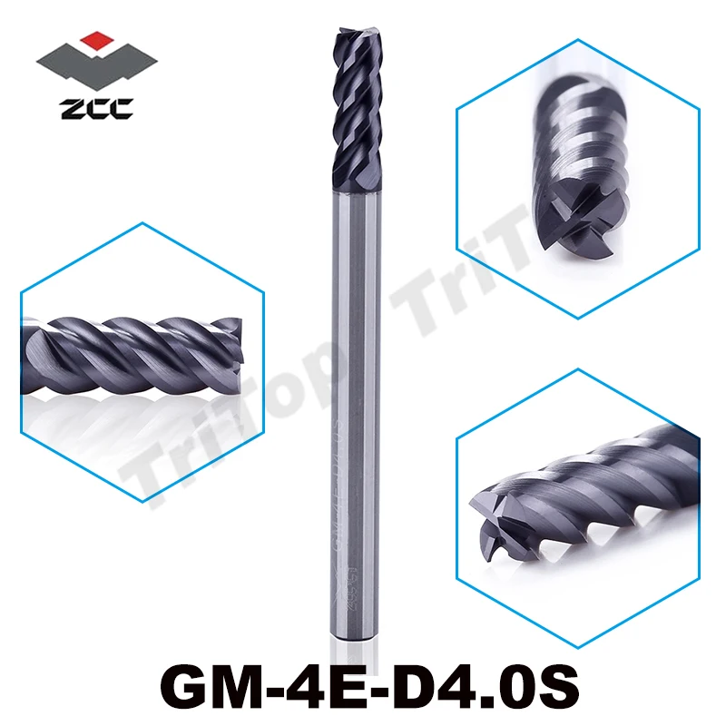 5 шт./лот ZCC.CT GM 4E D4.0S цементированная карбидная Концевая фреза с 4 канавками