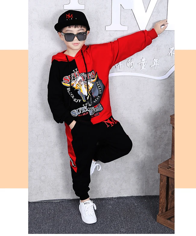 For 3-14 Years Kids 2 pieces Clothes Suits Children Cotton Clothing hiphop Streetwear Dance Set Sport Boys Girls Costumes