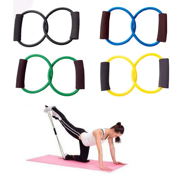 Resistance Band Yoga Pilates Abs Exercise Stretch Fitness Tube Workout