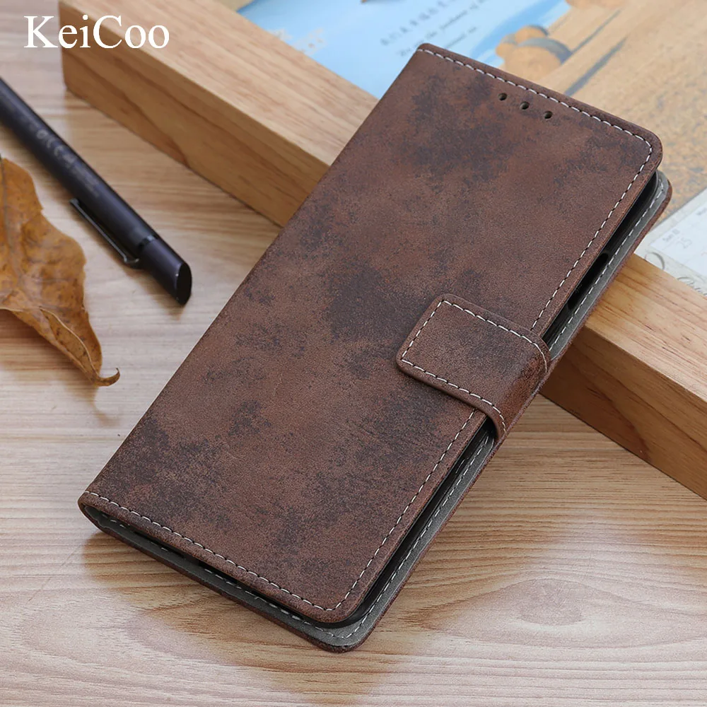 

Vintage Wallet Folding Flip Case Kickstand Card Slots Magnetic Closure Protective Cover for Xiaomi Redmi 7 Y3 S3 M1810F6LH Coque