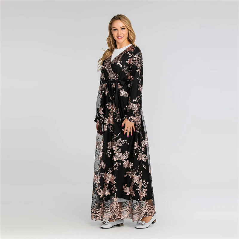 Vestidos блесток длинный арабский абайя Дубай мусульманское длинное платье для девочки женский Восточный халат Caftan Elbise хиджаб турецкие платья