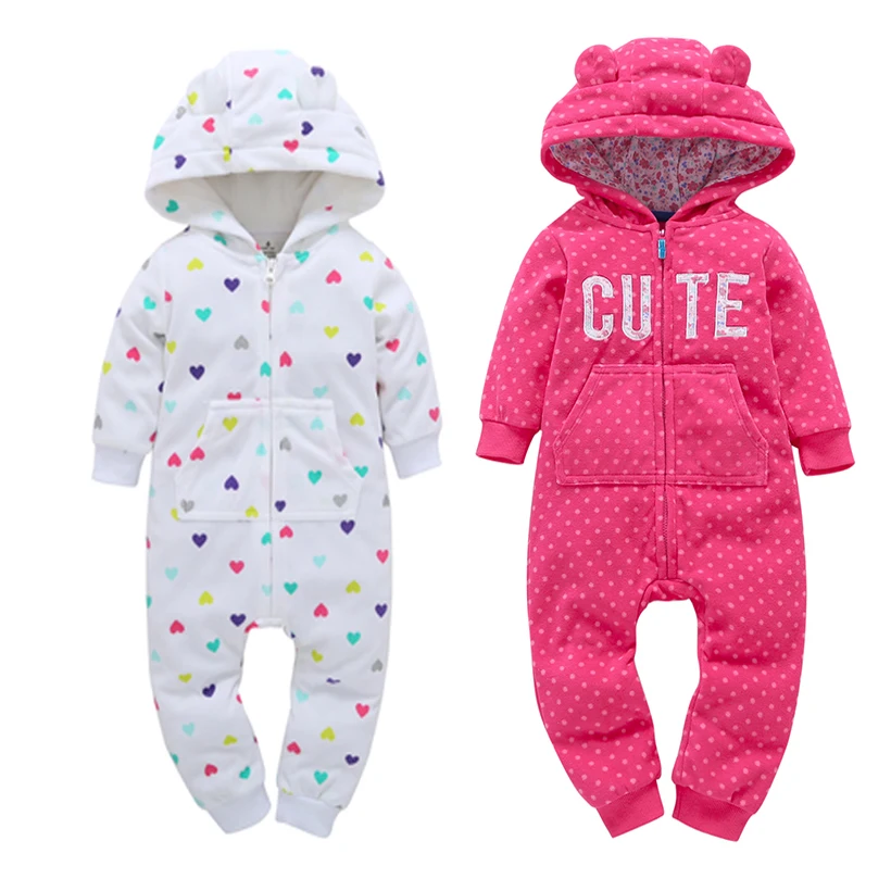 new born baby clothes long sleeve hooded ears jumpsuit overalls zipper Autumn winter costume Infant baby boy girl rompers santa