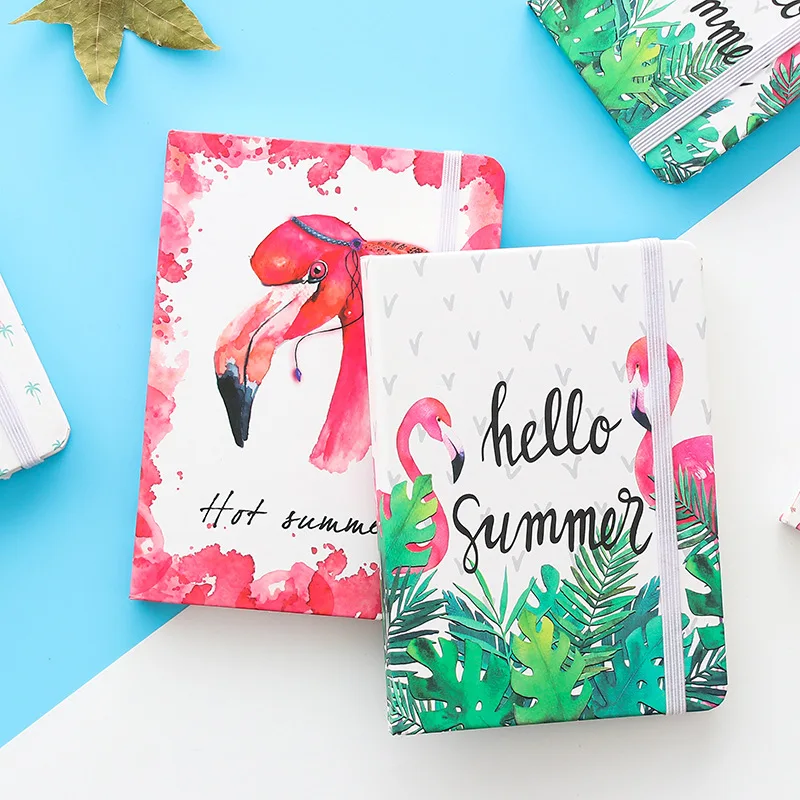 Hard Cover Creative Cartoon Flamingo Travel Diary Ruled Notebook
