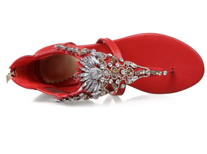 red rhinestone flip flops