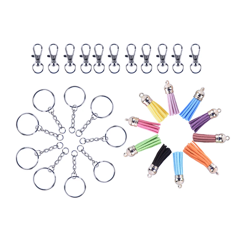 125Pcs Key Chain Ring Pendants Tassel Bulk For DIY Crafts Jewelry Making Men Women Trendy Casual Keychain Hot