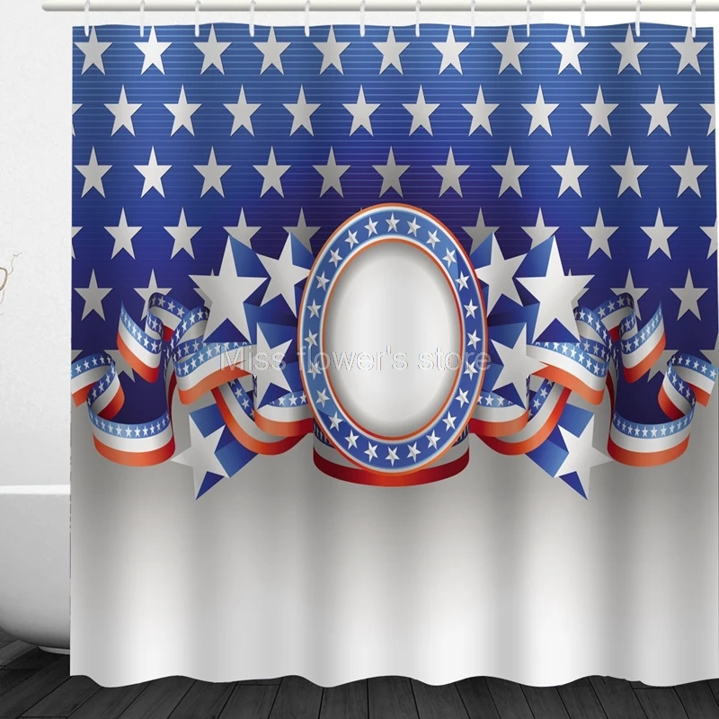 American Flags Lace Modelling Pattern Design Custom Shower Curtains
