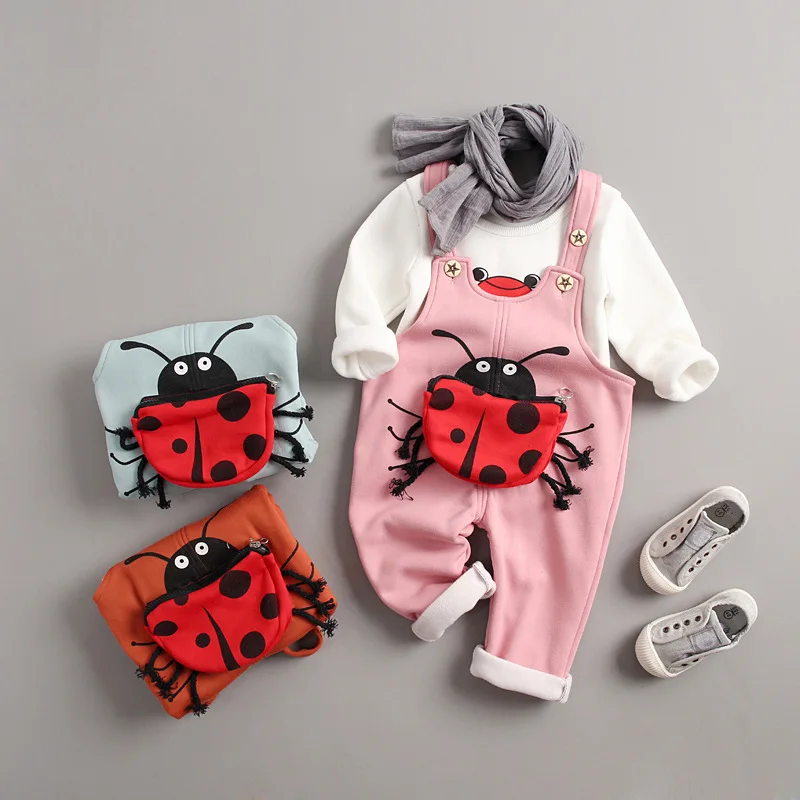 

Autumn Baby Girl Pants Overalls Toddler Girls Clothing Set Girls Cartoon Tops + Bib Pants Fashion Outfits