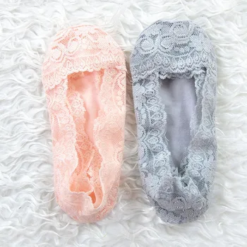 

5 pairs/lot Women's lace sock in spring and summer of 2019 Silicone anti-slip shallow-mouth invisible explosive socks