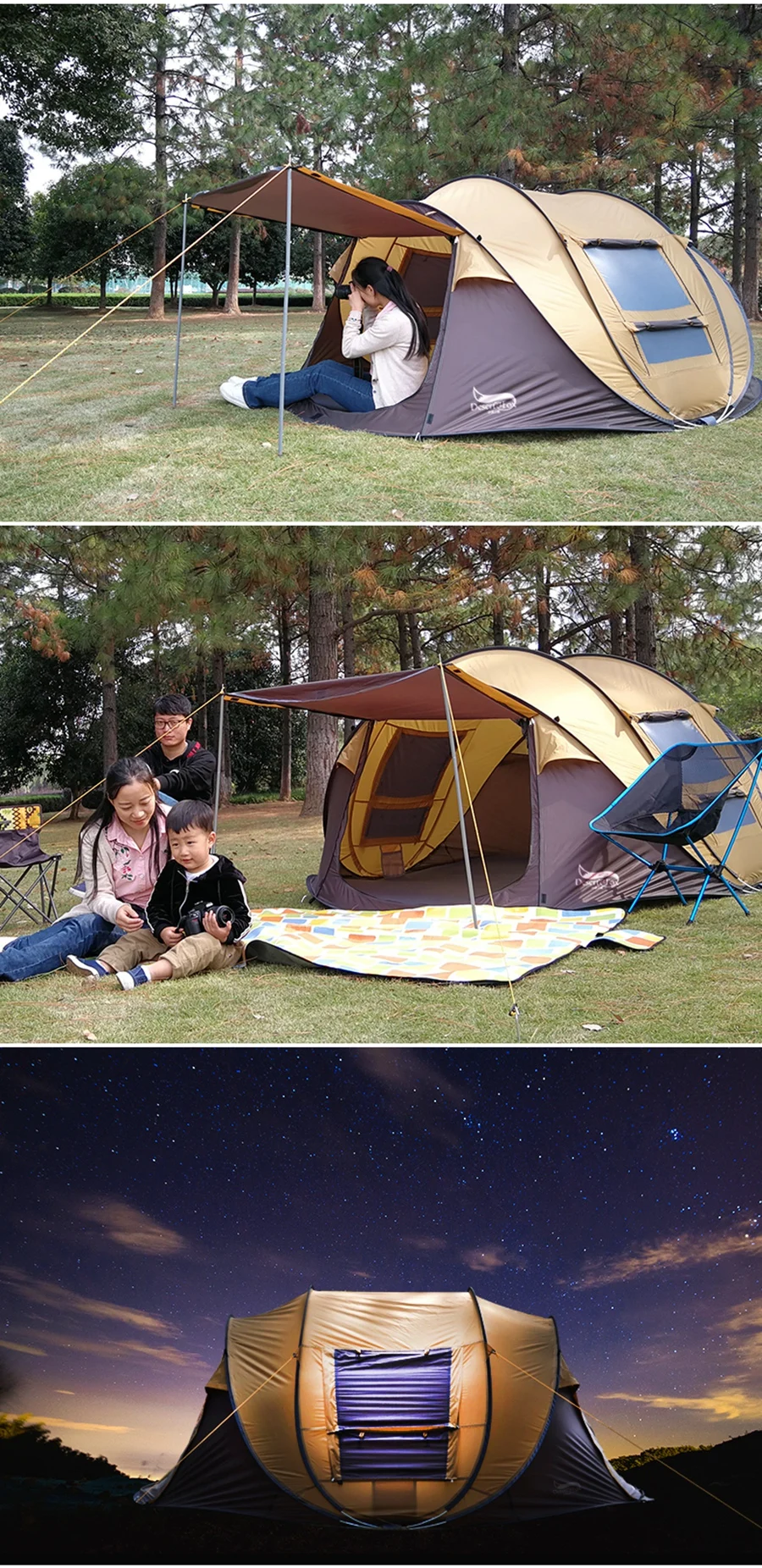 pessoa ao ar livre instalação instantânea tenda