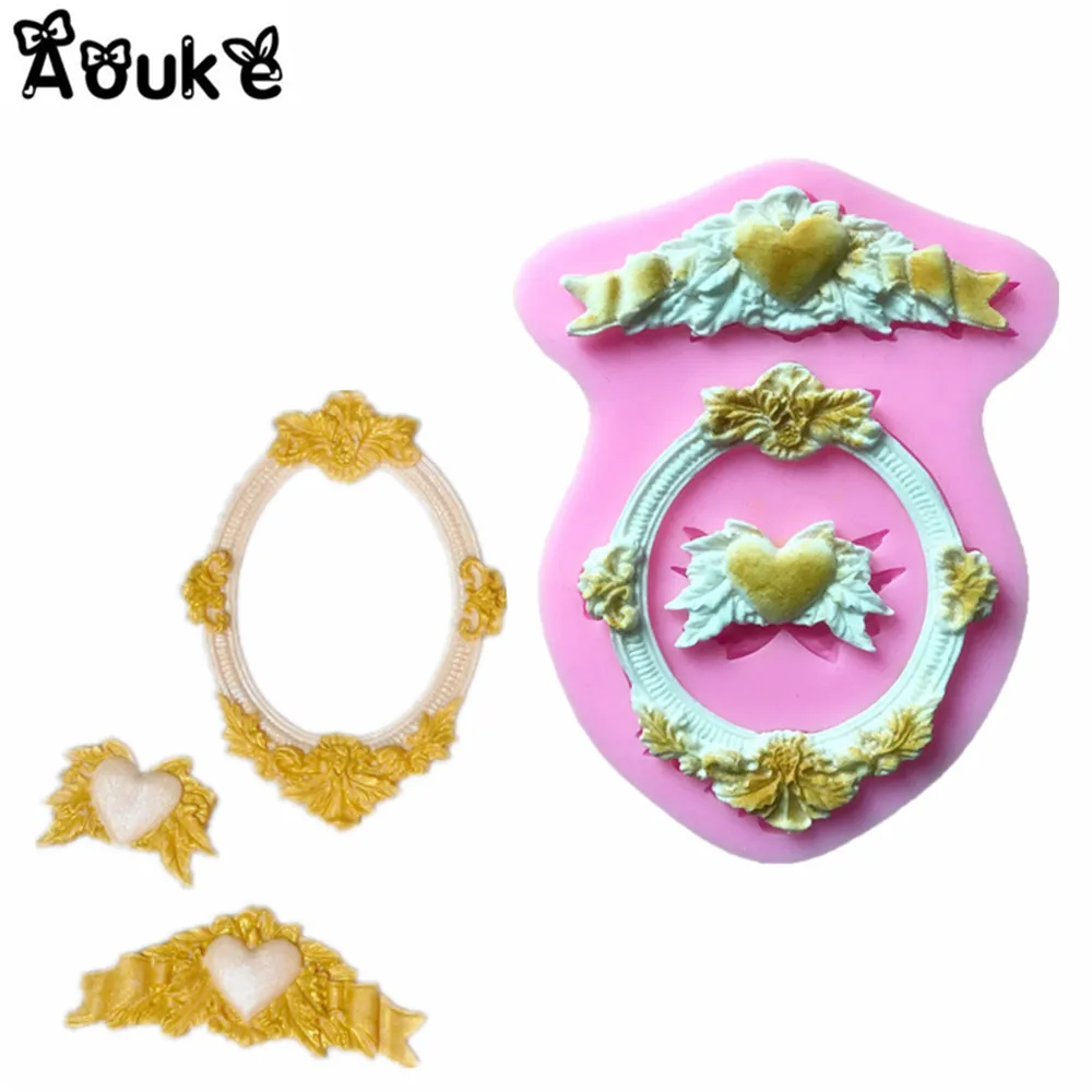 

European Style Frame 3D Shape Chocolate Silicone Mold Cookie Fondant Cake Molds Embossed Pudding Mould Kitchen Baking Tools B091