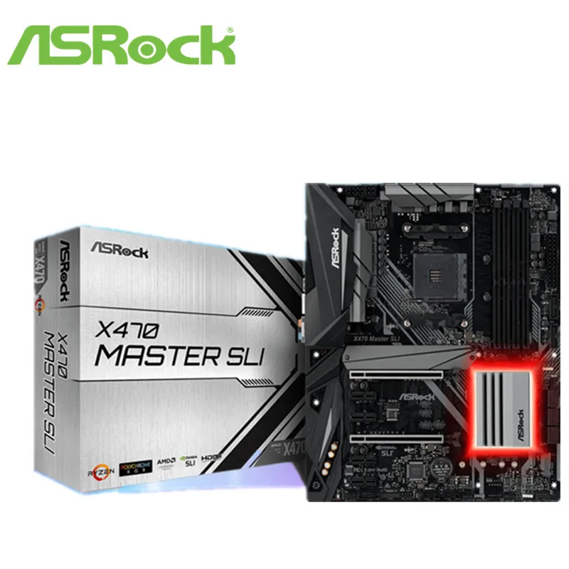 Новая Материнская плата ASRock Technology X470 Master SLI для игрового компьютера