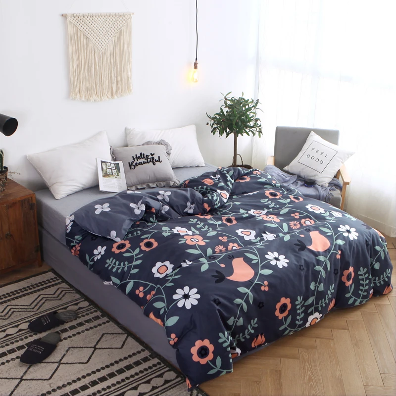 

New Spring Floral Birds Duvet Cover with Zipper Cotton Quilt Cover Soft Comforter Cover 150*200cm,180*220cm,200*230cm,220*240cm