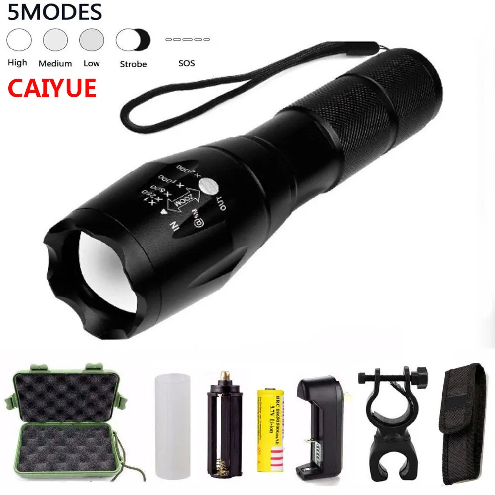 

Powerful LED Flashlight zoom torch waterproof Tactical flashlights XM-L T6 3800LM led Zoomable light For 3x AAA or 18650 Battery