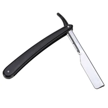 Black Folding Straight Edge Shaver Shaving Knife Holder Man Face Cleaning Razor Salon Barber Hair Remove Razor No Blade