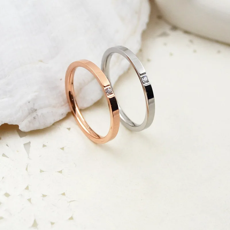 

2019 New Cubic Zirconia Rings for Woman Man Wedding Jewelry Rose Gold Silver Colors 316 L Stainless Steel Gift Top Quality