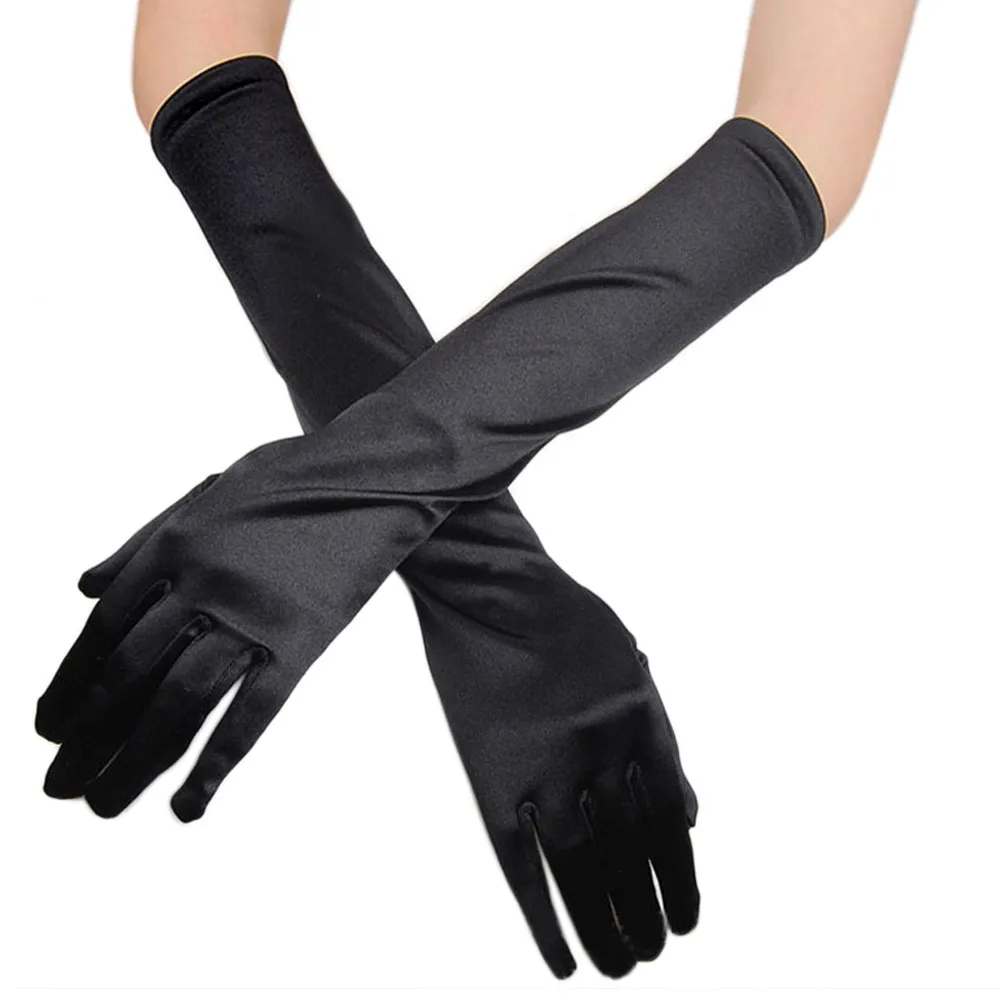 Женские атласные длинные перчатки опера, Вечерние перчатки для выпускного вечера, эластичные атласные вечерние перчатки, перчатки для банкета