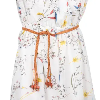 

Fashion Knitted Dress Belt Women Braided Beaded Tassels Belt Graceful Style Hemp Rope Female Belt