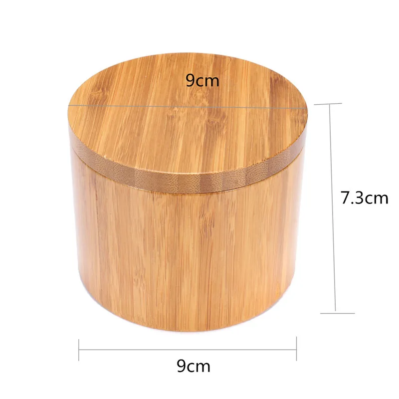 KiWarm портативная круглая банка для соли специй из натурального бамбука, коробка для кухни, чехол для хранения с магнитной крышкой, контейнер с орнаментом