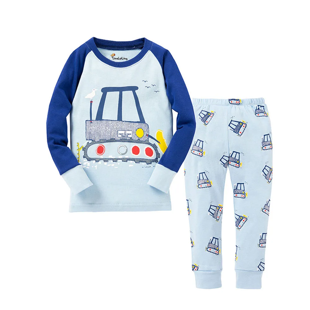 Детская одежда комплект детской одежды, пижамные комплекты для мальчиков одежда для сна для девочек Детская Пижама, детская Ночная одежда с машинками, пижамы с принтом - Цвет: P033